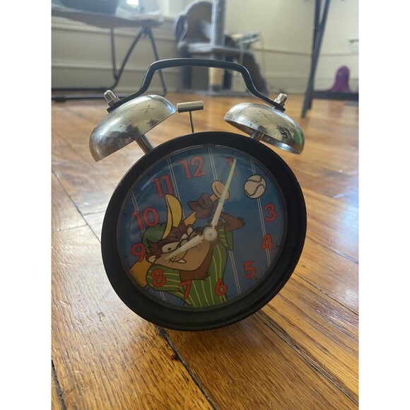 Vintage 1994 Westclox Taz Tasmanian Devil Warner Bros. Baseball Alarm Clock - Picture 1 of 4